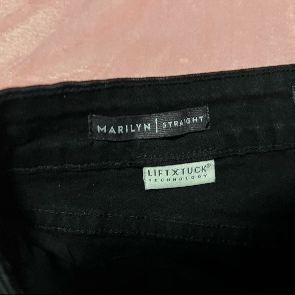 NYDJ Size 10 Petite Marilyn Straight Leg Black Jeans with LiftXTuck Technology - Picture 3 of 8